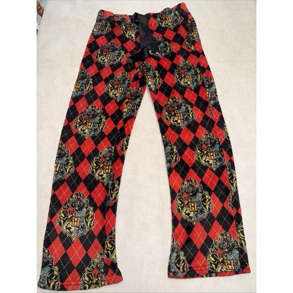 Harry Potter Womens Pajama Pants W/Designs Sz M Red Black Elastic Tie Soft - Picture 1 of 6